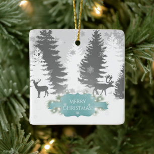Winter Wonderland Ceramic Ornament - Teal