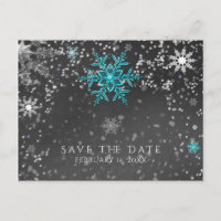 Winter Wonderland Chalk Teal & Purple Save Date