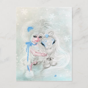 Winter Wonderland Chibi Girl Pony postcard