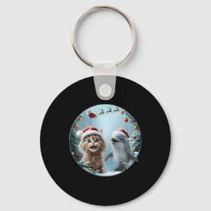Winter Wonderland Christmas Cat Dolphin Selfie San Keychain