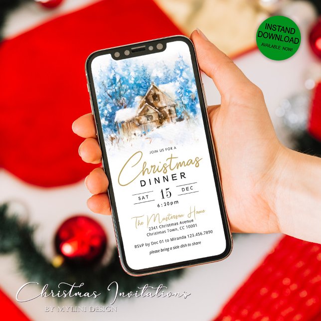 Winter Wonderland Christmas Dinner Invitation (Creator Uploaded)