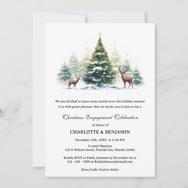 Winter Wonderland Christmas Engagement Party Invitation (Front)