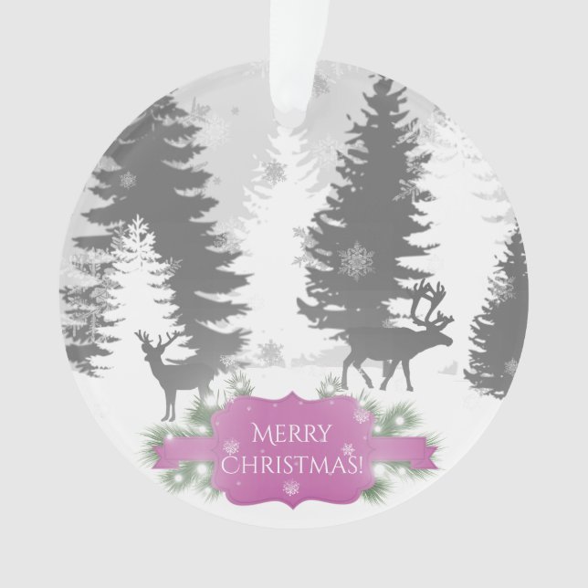 Winter Wonderland Christmas Ornament - Magenta (Front)
