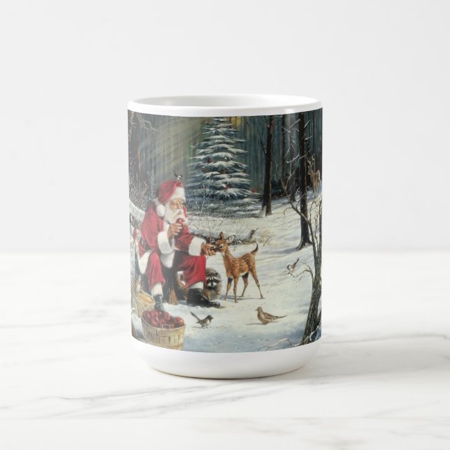 Winter Wonderland Christmas Santa And Deer Coffee Mug (Center)