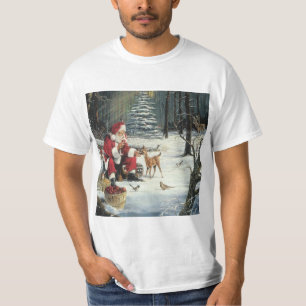 Winter Wonderland Christmas Santa And Deer White T-Shirt
