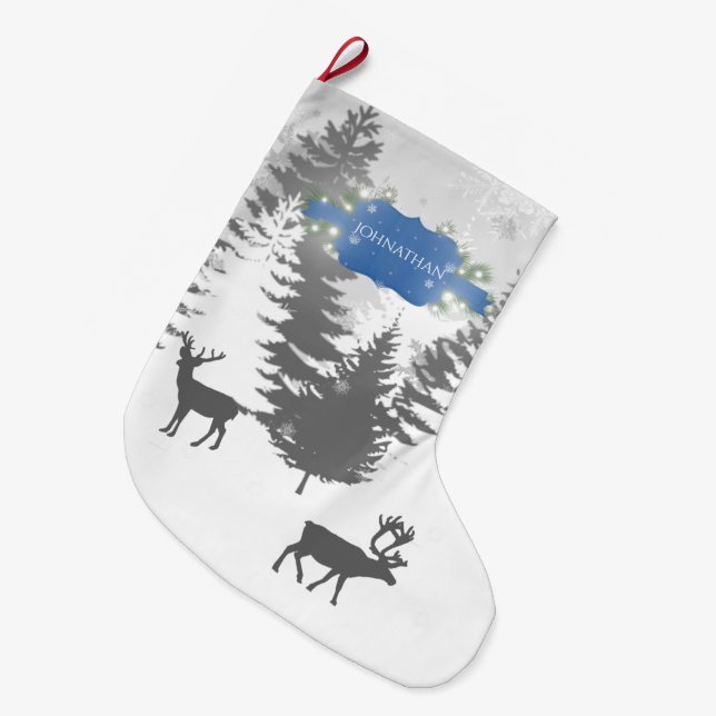 Winter Wonderland Christmas Stocking - Blue (Front (Hanging))