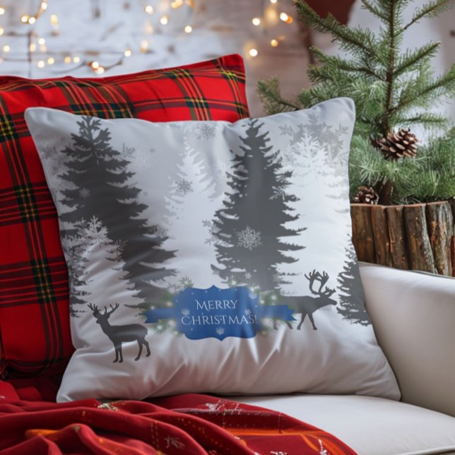 Winter Wonderland Christmas Throw Pillow - Blue (Blue Winter Wonderland Christmas Throw Pillow)