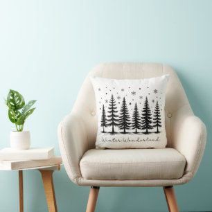 Winter Wonderland Christmas Trees Winter Holiday Throw Pillow