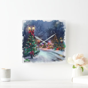 Winter Wonderland Christmas Village Wall Clock