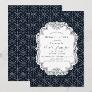 Winter Wonderland Crystal Snowflakes Bling Elegant Invitation