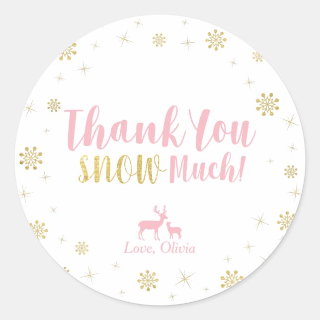 Winter wonderland, Custom Gold Thank You Sticker (Front)
