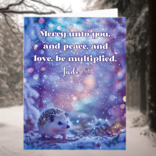 Winter Wonderland Cute Hedgehog Bible Christmas Holiday Card