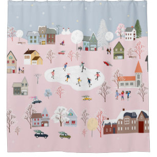 Winter wonderland: cute village pattern