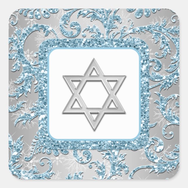 Winter Wonderland Damask Bat Mitzvah Sticker 6 (Front)