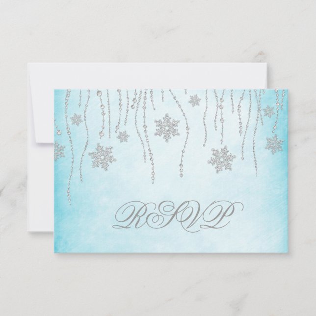 Winter Wonderland Diamond Snowflakes carte RSVP (Devant)