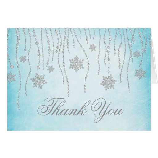 Winter Wonderland Diamond Snowflakes Thank You Stationery Note Card ...