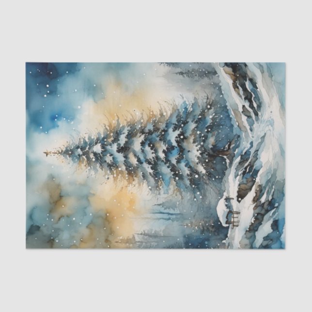 Winter Wonderland Evergreen Tree Decoupage Paper  (Front)