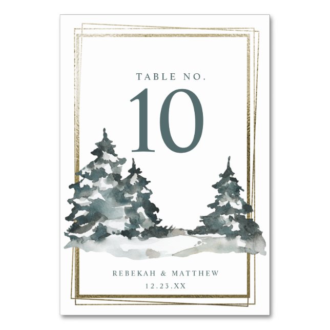 Winter Wonderland | Evergreen Tree Table Number (Front)