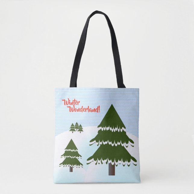 Winter Wonderland Evergreen Trees Tote Bag (Front)