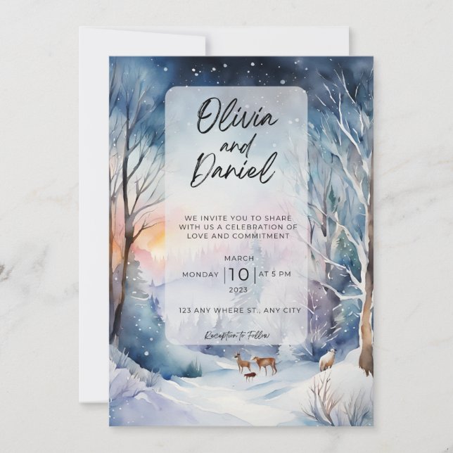 Winter Wonderland Faire-part de mariage (Devant)