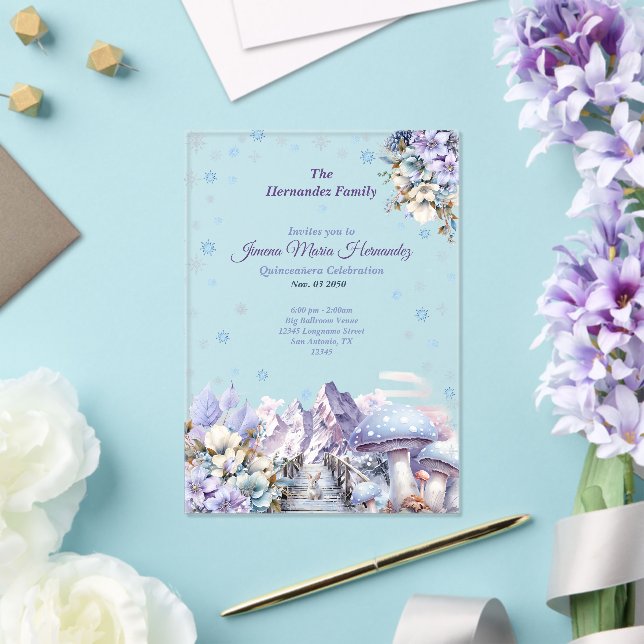 Winter Wonderland Fairytale Quinceañera Acrylic Invitations (Insitu (Wedding))