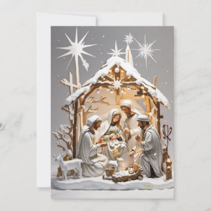 Winter Wonderland: Family by the Cabin  Holiday Card