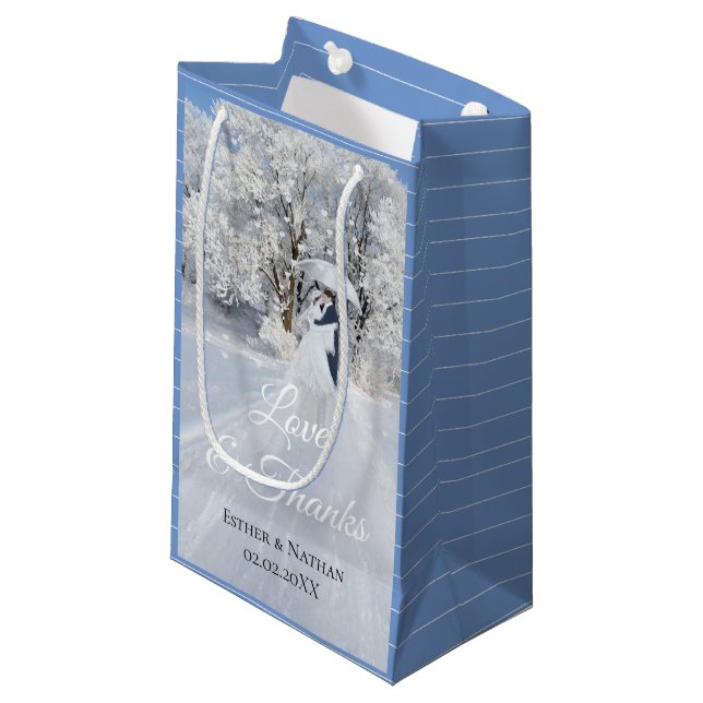 Winter Wonderland Fine Art Wedding Favour Small Gift Bag (Front Angled)