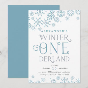 Winter Wonderland First Birthday Party Invitation