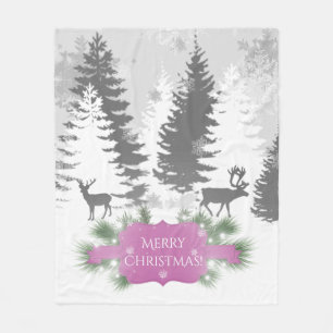 Winter Wonderland Fleece Blanket - Magenta