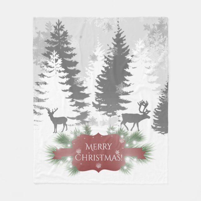 Winter Wonderland Fleece Blanket - Red (Front)