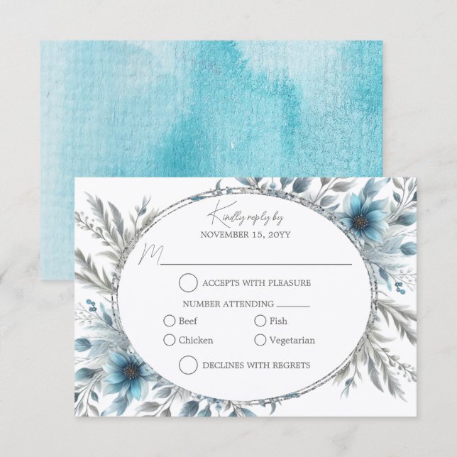 Winter Wonderland Floral RSVP Card (Front/Back)