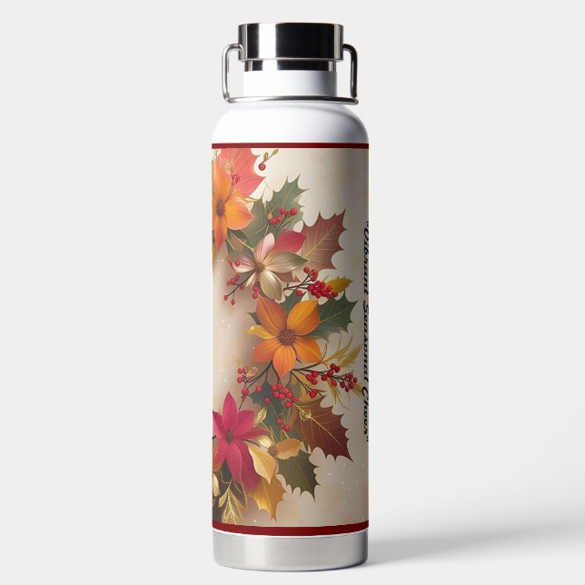 "Winter Wonderland Florals" Water Bottle (Back)