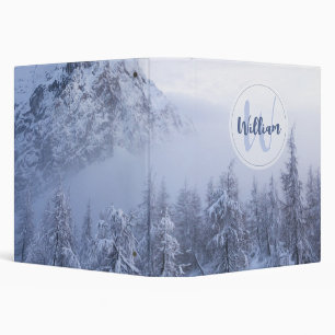 Winter wonderland fog spruce forest snow monogram binder