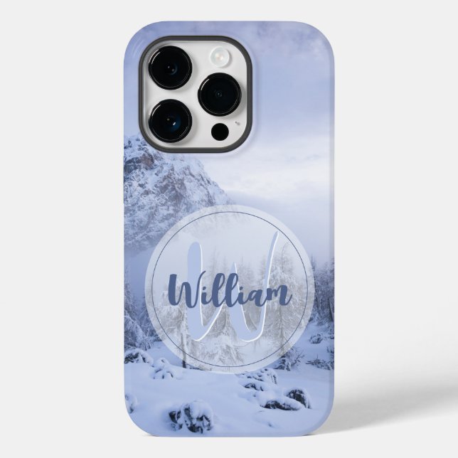 Winter wonderland fog spruce forest snow monogram Case-Mate iPhone case (Back)