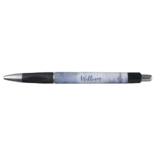 Winter wonderland fog spruce forest snow monogram pen