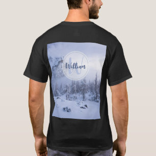 Winter wonderland fog spruce forest snow monogram T-Shirt