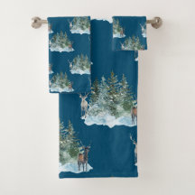 Winter Wonderland Forest Antlers Pine Trees