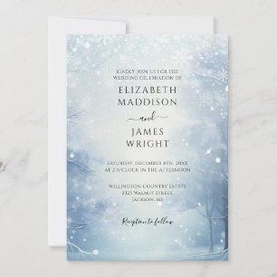 Winter Wonderland Forest QR Code Wedding Invitation