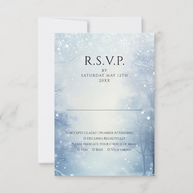 Winter Wonderland Forest Wedding RSVP Card (Front)