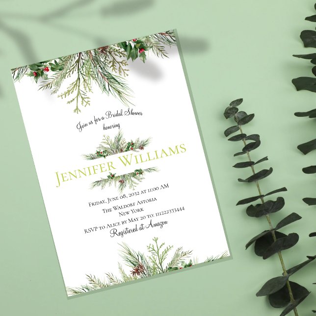 Winter Wonderland Frame Wreath Berry Bridal Shower Invitation (Creator Uploaded)