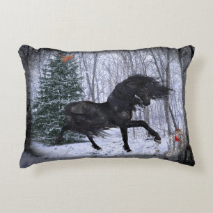 Winter Wonderland Friesian Horse 2 Pillow