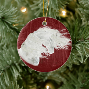 Winter Wonderland Friesian Horse 3 Ornamant Ceramic Ornament
