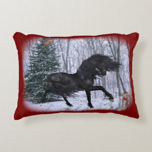 Winter Wonderland Friesian Horse Pillow