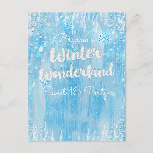 Winter Wonderland Frozen Blue Event Save the Date Announcement Postcard (Front)