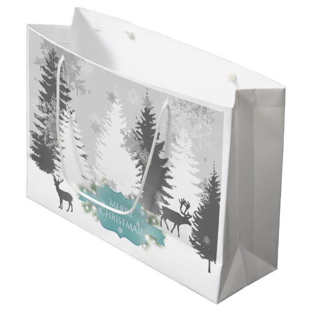 Winter Wonderland Gift Bag - Teal (Front Angled)