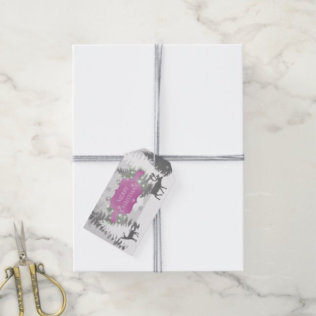 Winter Wonderland Gift Tag - Magenta (With Twine)