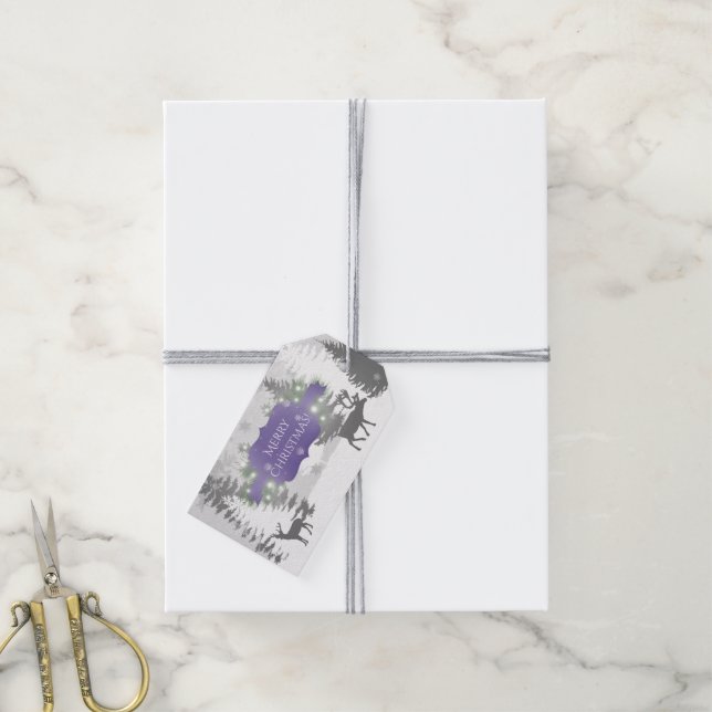 Winter Wonderland Gift Tag - Purple (With Twine)