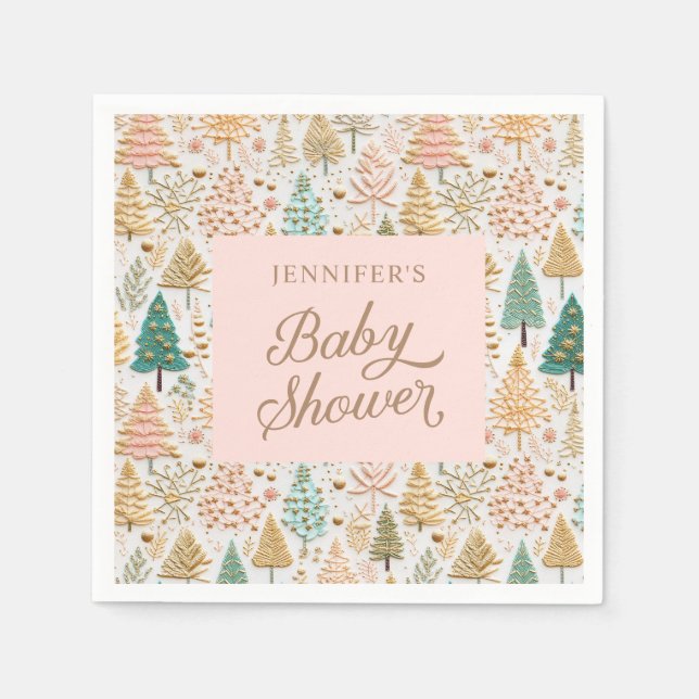 Winter Wonderland Girl Baby Shower Napkin (Front)