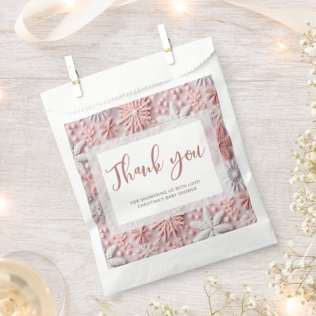 Winter Wonderland Girl Baby Shower Thank You Favour Bag (Clipped)