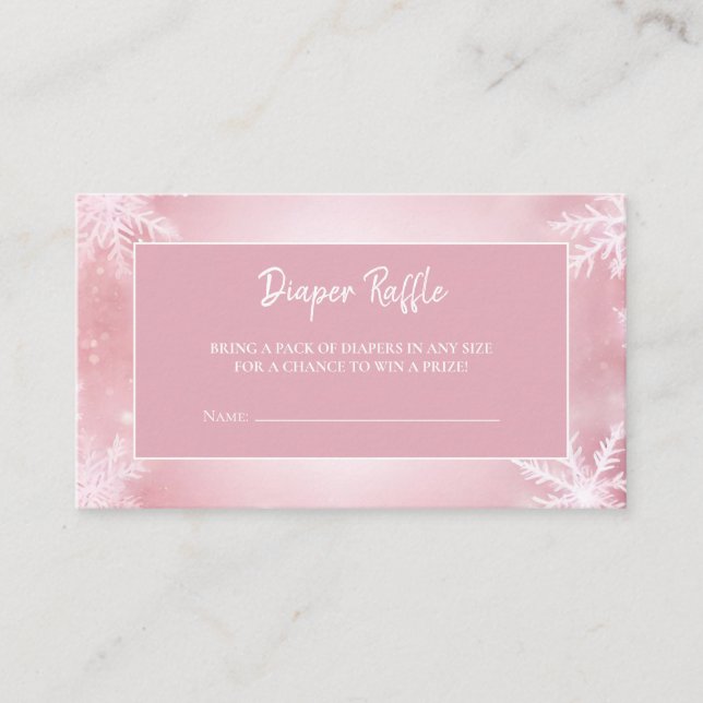 Winter Wonderland Girl Diaper Raffle Enclosure Card (Front)